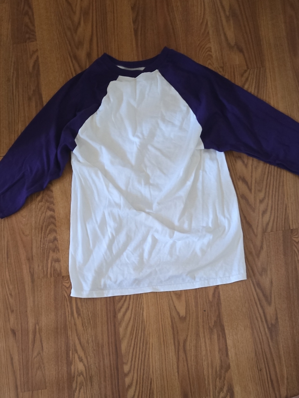 White & Purple Raglan Sleeve Tee